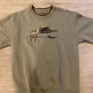 Men's Green Sweater with Embroidered Design